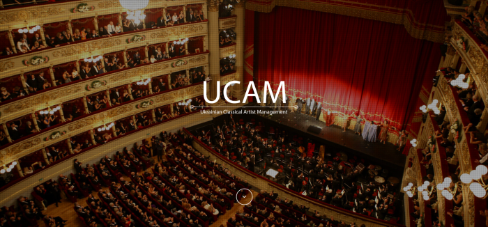 сайт агенції артистів опери UCAM. виробництво Студії Автопілот